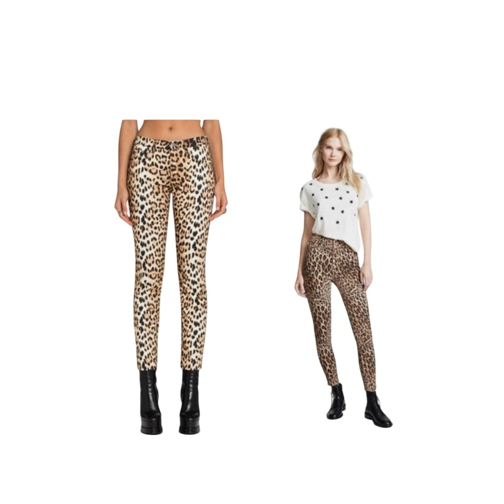 FRAME Ali High Rise Cigarette Jeans Women 32 Beige Leopard Excellent Slim Fit